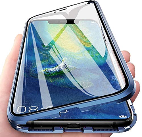 Hülle für Samsung Galaxy S23 FE Magnetische Adsorption Handyhülle Hartglas mit Vorderseite und Rückseite,Metallrahmen Case mit Eingebaut Magnet,Ultra Dünn 360 Grad Schutzhülle - Blau von Colala