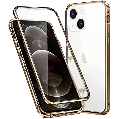 Hülle für iPhone 14 Magnetische Adsorption Handyhülle Hartglas mit Vorderseite und Rückseite,Metallrahmen Case mit Eingebaut Magnet,Ultra Dünn 360 Grad Schutzhülle - Gold Hülle für iPhone 14 Magnetische Adsorption Handyhülle Hartglas mit Vorderseite und Rückseite,Metallrahmen Case mit Eingebaut Magnet,Ultra Dünn 360 Grad Schutzhülle - Gold von Colala