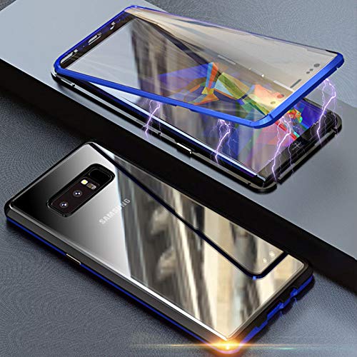 Kompatibel Hülle Samsung Galaxy Note 8 Magnetische Handyhülle Stark Magnetische Adsorption Technologie Metallrahmen 360 Grad Vorne hinten Gehärtetes Glas Schutzhülle,für Galaxy Note 8 Case - Blau von Colala