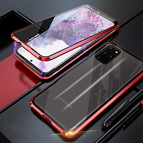 Kompatibel Hülle Samsung Galaxy S20+ Magnetische Handyhülle Stark Magnetische Adsorption Technologie Metallrahmen 360 Grad Vorne hinten Gehärtetes Glas Schutzhülle,für Samsung Galaxy S20+ Case - Rot von Colala