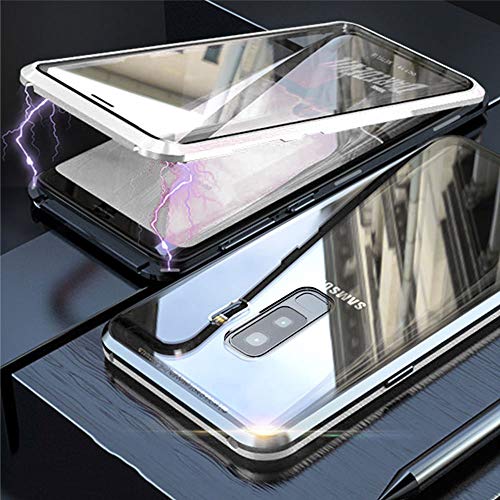 Kompatibel Hülle Samsung Galaxy S9 Plus Magnetische Handyhülle Stark Magnetische Adsorption Technologie Metallrahmen 360 Grad Vorne hinten Gehärtetes Glas Schutzhülle,für Galaxy S9 Plus Case - Silber von Colala