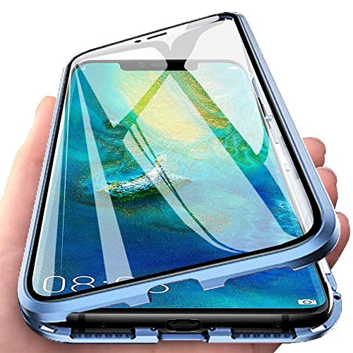 Kompatibel Hülle Xiaomi Mi 11 Lite 5G NE/Xiaomi Mi 11 Lite 5G Magnetische Adsorption Technologie Handyhülle Metallrahmen Transparent Gehärtetes Glas Schutzhülle Cover Case - Blau von Colala