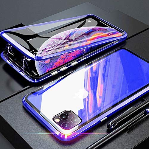 Kompatibel Hülle iPhone 11 Pro Magnetische Adsorption Technologie Handyhülle Metallrahmen Transparent Gehärtetes Glas Schutzhülle Cover Case - Blau Kompatibel Hülle iPhone 11 Pro Magnetische Adsorption Technologie Handyhülle Metallrahmen Transparent Gehärtetes Glas Schutzhülle Cover Case - Blau von Colala
