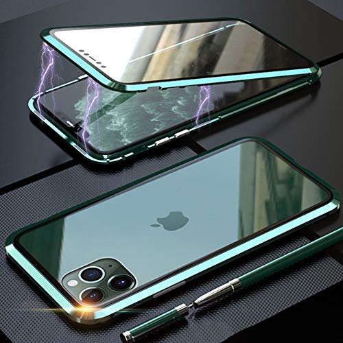 Kompatibel Hülle iPhone 11 Pro Magnetische Adsorption Technologie Handyhülle Metallrahmen Transparent Gehärtetes Glas Schutzhülle Cover Case - Grün Kompatibel Hülle iPhone 11 Pro Magnetische Adsorption Technologie Handyhülle Metallrahmen Transparent Gehärtetes Glas Schutzhülle Cover Case - Grün von Colala