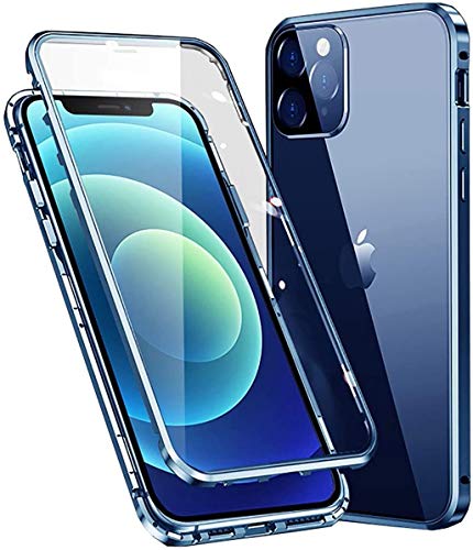 SmaCase Kompatibel Hülle iPhone 13 Magnetische Adsorption Handyhülle 360 Grad Stoßfest Vorne und Hinten Gehärtetem Glas Schutzhülle - Blau von Colala