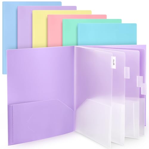 Colarr Pastell-Ordner mit 10 Fächern, 27,9 x 25,4 cm, robuster Kunststoff, mehrere Fächer, Briefgröße, Papier, Dokumente, Projekt-Organizer für Büro, Zuhause, Geschäftstreffen, 6 Stück von Colarr