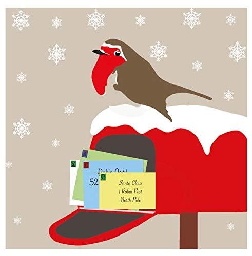 Briefkasten mit Rotkehlchen auf verschneiten Buchstaben an den Weihnachtsmann Merry Christmas von Colcards