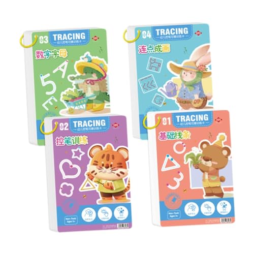 Colcolo 4pcs Stiftkontroll-Trainingsbuchverfolgung und Stiftkontrollaktivitätsbuch Creative Interactive Toy Copybook für Alter 3-8 von Colcolo