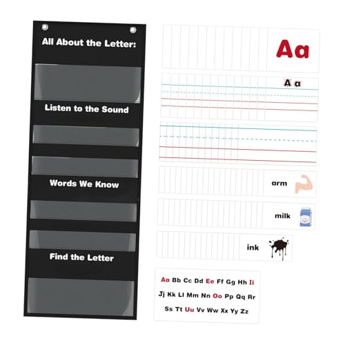 Colcolo Alles über Buchstaben Pocket Chart Alphabet Tracing Lernende Bildungsbriefe des Tages/Woche Hängebeutel Alphabetkarten von Colcolo