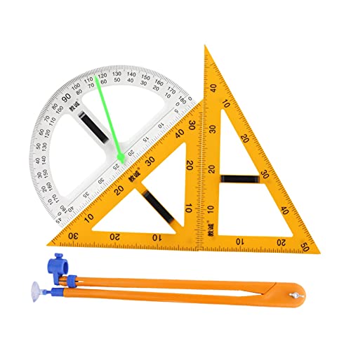 Colcolo Mathematik-Lineare Geometrie Set Lineale Winkelmesser Kompass, 4 Stück Großes Zahlen-Set Mathematisches Werkzeug, Winkelmesser-Lineal, Lehrmaterial für Schüler Lehrer Architekten Ingenieure von Colcolo