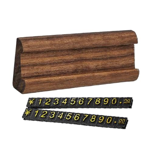 Colcolo Preisschilder Einstellbarer Stand Etikett Verkauf Holz Display Standpreisinhaber Holz für Hotelbüro -Einzelhandelsgeschäfte Supermarkt, Braunes Gold von Colcolo