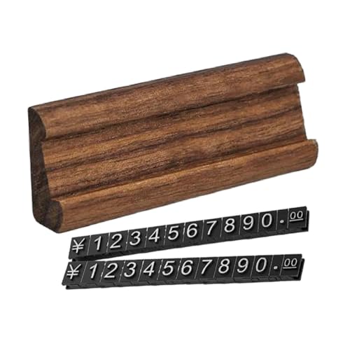 Colcolo Preisschilder Einstellbarer Stand Etikett Verkauf Holz Display Standpreisinhaber Holz für Hotelbüro -Einzelhandelsgeschäfte Supermarkt, Braunes Silber von Colcolo