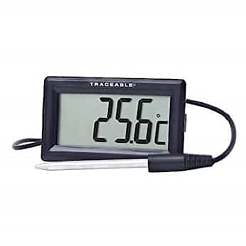 Cole-Parmer Traceable Einbauthermometer für Gewerbe, Medizin und Wissenschaft – 1 Fernfühler, Kalibrierung, LCD-Display, -50 °C – 300 °C von TRACEABLE