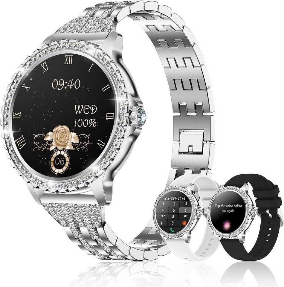 Colesma Smartwatch (1,32 Zoll, Android iOS), mit Anruffunktion IP67 wasserdicht 180 Zifferblätter Bluetooth Damen von Colesma
