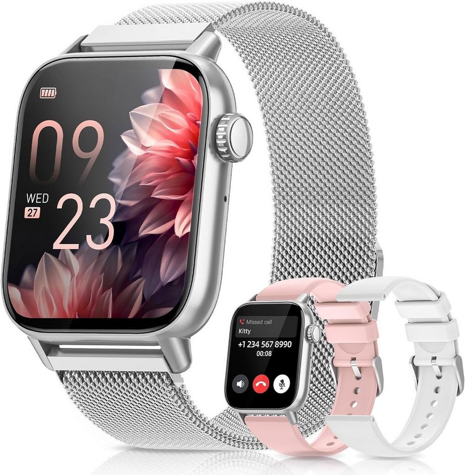 Colesma Smartwatch (1,85 Zoll, Android, iOS), für Damen mit Bluetooth Sportuhr Blutdruckmessgerät,SPO2,100+Sportmodi von Colesma