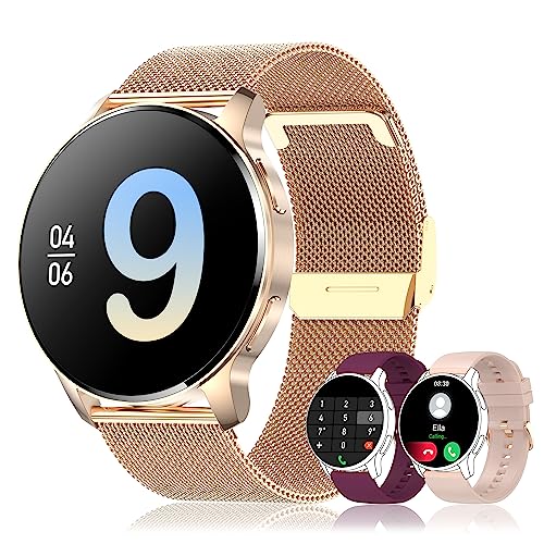 Colesma Smartwatch Damen mit Telefonfunktion und Sprachassistent, Runde 1,32" HD Smart Watch Fitness Tracker für Android iPhone von Colesma