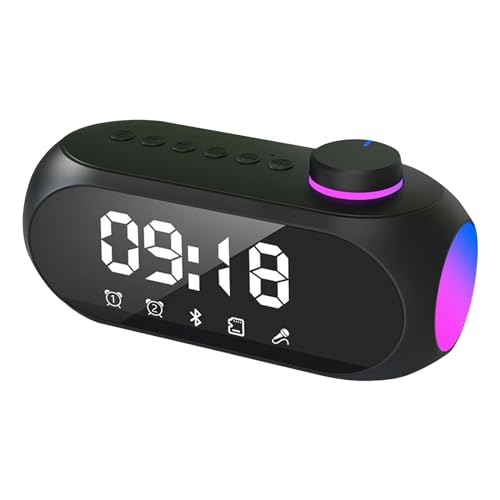 Bluetooth Lautsprecher mit RGB Licht und Doppelter Wecker, Multifunktion Musikbox Tragbarer Bluetooth Box, Dualen Bass-Treibern, 360° Stereo Sound, Freisprechfunktion für Phone, Draußen - Schwarz Bluetooth Lautsprecher mit RGB Licht und Doppelter Wecker, Multifunktion Musikbox Tragbarer Bluetooth Box, Dualen Bass-Treibern, 360° Stereo Sound, Freisprechfunktion für Phone, Draußen - Schwarz von Colexy