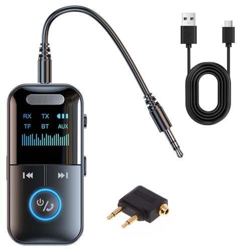 Colexy 2 in 1 Bluetooth 5.3 Adapter Transmitter Flugzeug, Bluetooth Sender Klinke AUX 3,5mm, Sender Empfänger für 2 Kopfhörer, Stereoanlage, Autoradio, TV (bluetooth transmitter, stereoanlage, airfly) Colexy 2 in 1 Bluetooth 5.3 Adapter Transmitter Flugzeug, Bluetooth Sender Klinke AUX 3,5mm, Sender Empfänger für 2 Kopfhörer, Stereoanlage, Autoradio, TV (bluetooth transmitter, stereoanlage, airfly) von Colexy