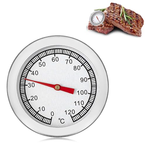 Colexy BBQ Thermometer, Grillthermometer Analog Bimetall Edelstahl 0-120°C zur Garraumtemperaturmessung für Grillen, Backen, Smoker, Ofen und Räucherofen, Silber, Ø 52 x H 58 mm, Grillzubehör Colexy BBQ Thermometer, Grillthermometer Analog Bimetall Edelstahl 0-120°C zur Garraumtemperaturmessung für Grillen, Backen, Smoker, Ofen und Räucherofen, Silber, Ø 52 x H 58 mm, Grillzubehör von Colexy