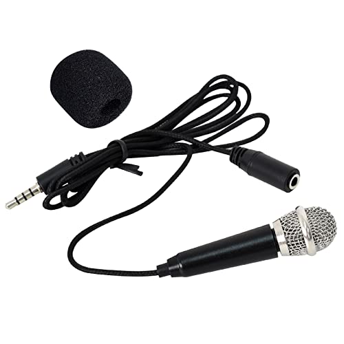 Colexy Mini Mikrofone Karaoke Tragbares Gesangsmikrofon Mini Karaoke Kleines Klinke Mikrofon Winziges Kabelgebundenes Mikrofon aus Metall für Handy Laptop Notebook Singen Aufnahmen (Schwarz) von Colexy