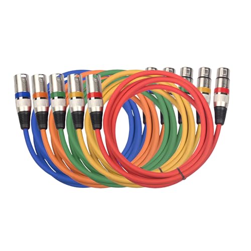Colexy XLR Mikrofonkabel 5 Stück 3-Pin DMX Mikrofon 5 m Mikrofonkabel XLR Stecker auf Buchse DMX Mikrofonkabel für Mikrofon Mixer Lautsprechersystem Studioaufnahmen Live-Produktion von Colexy