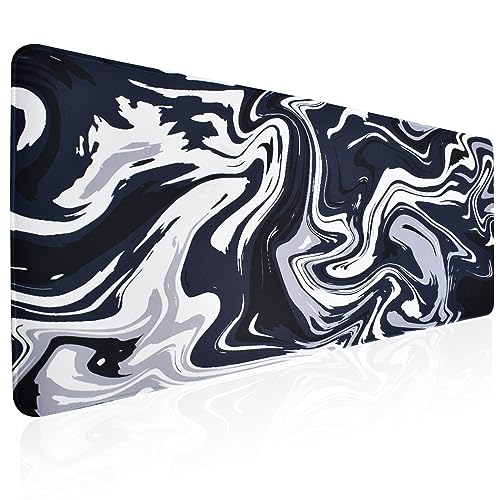 Mousepad Gaming Mousepad Groß 800 * 300 * 3mm Gaming Weiß Gaming Mauspad XXL Maus & Tastatur Mousepad 3mm Rutschfester Basis Und Genähter Rand Mousepad Mit Handauflage Mousepad Gaming (Schwarz-Grau) von Colexy