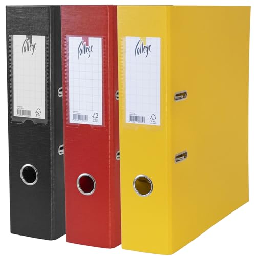 College Ordner A4 Breit – 3er Pack, 7,5 cm, Hochwertiger PP-Kunststoff Aktenordner in Schwarz-Gelb-Rot – Ideal für Bürobedarf, Schulunterlagen & DIN A4 Dokumentenmanagement College Ordner A4 Breit – 3er Pack, 7,5 cm, Hochwertiger PP-Kunststoff Aktenordner in Schwarz-Gelb-Rot – Ideal für Bürobedarf, Schulunterlagen & DIN A4 Dokumentenmanagement von College