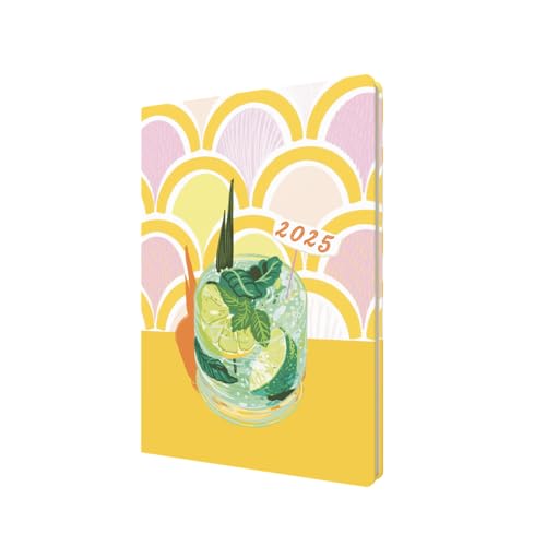 Collins Party On by Katie Smith Planer 2025 – A5 Wochenplaner – Lemon Cocktail – (E-PO153.LEM-25) – Stilvoller Wochenplaner Eco mit Recyclingpapier von Collins Debden