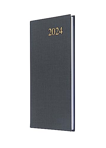 Collins Debden Essential Diary Wochenplaner Taschenplaner 2024-2024 Planer Terminplaner Soft Touch Flexibler Einband Kleiner Taschenkalender 2024 (Grau) von Collins