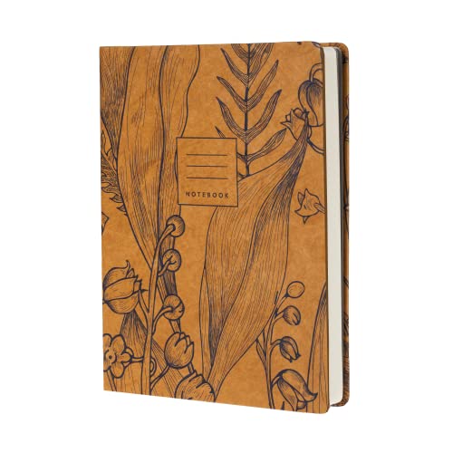 Collins Debden Tara Notizbuch, liniert, A5, brauner Einband mit marineblauem Blumenmuster, verschleißfester Einband und 192 Seiten, cremefarbenes Papier von Collins