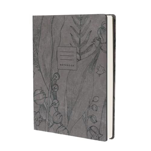 Collins Debden Tara Notizbuch, liniert, A5, graues Blumendesign, verschleißfester Einband und 192 Seiten, cremefarbenes Premium-Papier von Collins