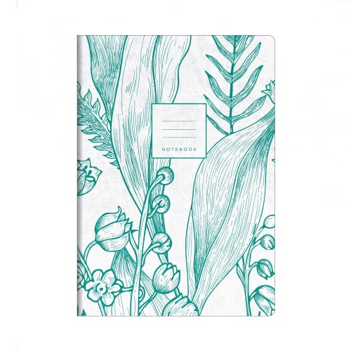 Collins Debden Tara Notizbuch, liniert, A5, mit grünem Blumenmuster, verschleißfester Einband und 192 Seiten, cremefarbenes Premium-Papier von Collins