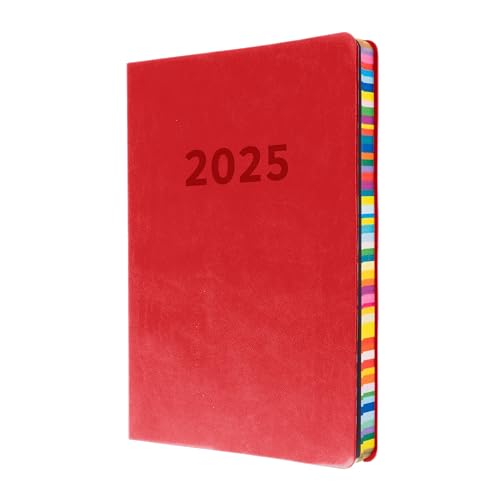 Collins Edge Rainbow Terminplaner 2025 - A5 Wochenplaner - Rot - (ED153.U15-25) - Wochenplaner mit Soft-Touch-Cover und farbigen Seitenkanten von Collins
