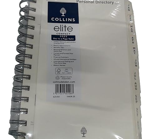 Collins Elite Terminplaner 2025 für Unternehmen – kompakter Tagesplaner – Terminplaner-Nachfüllpackung – (1140R-25) – Premium Professional Organizer Nachfüllpackung mit Luxuspapier von Collins