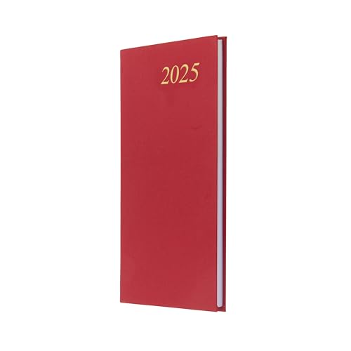 Collins Essential 2025 umweltfreundlicher Terminplaner mit Wochenansicht und Ledernarbeneinband und recyceltem Papier, Rot, E-ESSSP.15-25 von Collins