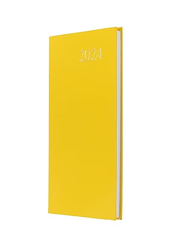 Collins Essential Diary Wochenplaner 2024-2024 Tagesplaner Tagebuch, Soft Touch Flexible Einband, Kleiner Taschenkalender 2024 (Gelb) von Collins