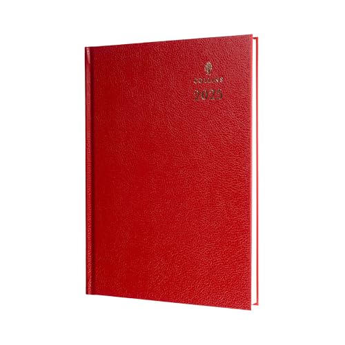 Collins Standard Desk 2025 Terminplaner für Profis – A5 Wochenansicht Business-Terminplaner – Rot – (35,15–25) – Premium Business-Planer mit Hardcover-Einband aus Ledernarbung von Collins