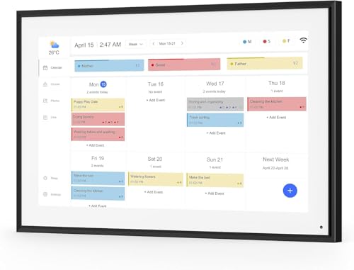 Kalender 39,6 cm (15,6 Zoll), digitaler Kalender & Aufgabendiagramm, intelligentes Touchscreen-interaktives Display für Familienzeitpläne, Geschenk für Mutter, Mutter, Frauen, Opa, Schwarz von Cologamo