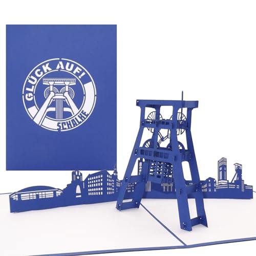 3D Geburtstagskarte „Schalke – Glück Auf“ - Pop-Up Karte Gelsenkirchen - als Geburtstagsgeschenk, Einladungskarte, Gutschein & Ruhrpott Souvenir von Cologne Cards