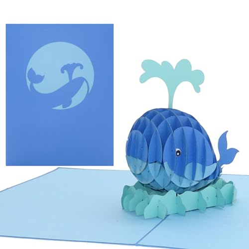 3D Geburtstagskarte „Wal – König der Meere“ - große Pop Up Karte mit Umschlag als Grußkarte, Einladung, Deko, Geschenkidee & lustige Einladungskarte zum Angeln & für Angler von Cologne Cards