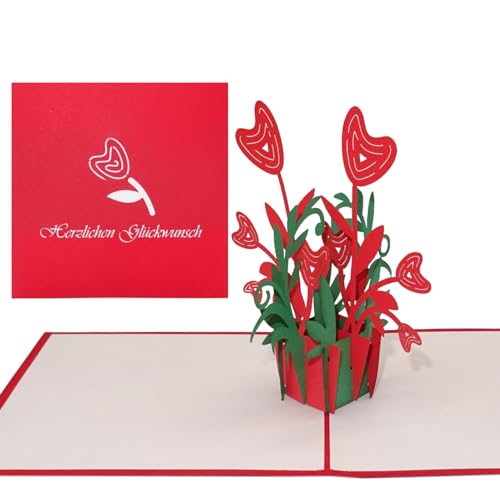 3D Geburtstagskarte Blumenbouquet mit Herzblüten Pop Up Karte als Geburtstagskarte & Glückwunschkarte – kleines Geschenk, Geschenkidee, Geschenkgutschein & Geschenkverpackung von Cologne Cards