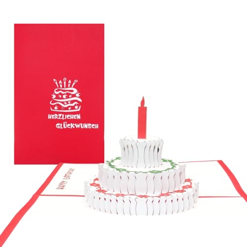 3D Geburtstagskarte Geburtstagstorte – Pop Up Glückwunschkarte zum Geburtstag & Namenstag – kleine Überraschung aus Papier als Gutschein, Geschenk, Geschenkgutschein & Geschenkverpackung von Cologne Cards