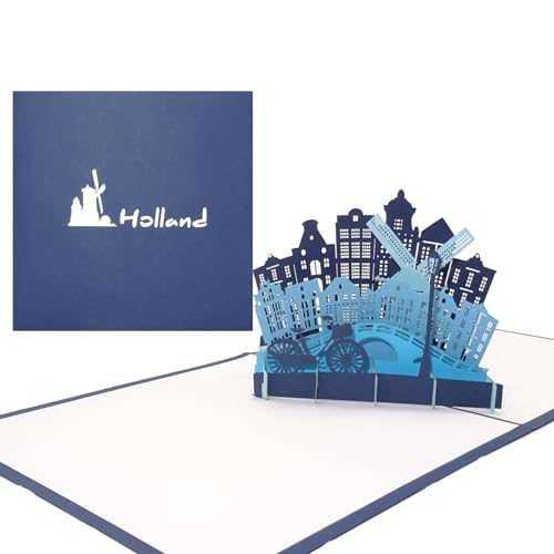 3D Karte „Holland – Amsterdam“ edle Pop-Up Geburtstagskarte, Grußkarte, Souvenir und Geschenk – als Einladung zum Städtetrip, als Geschenkidee & einzigartige Dekoration von Cologne Cards