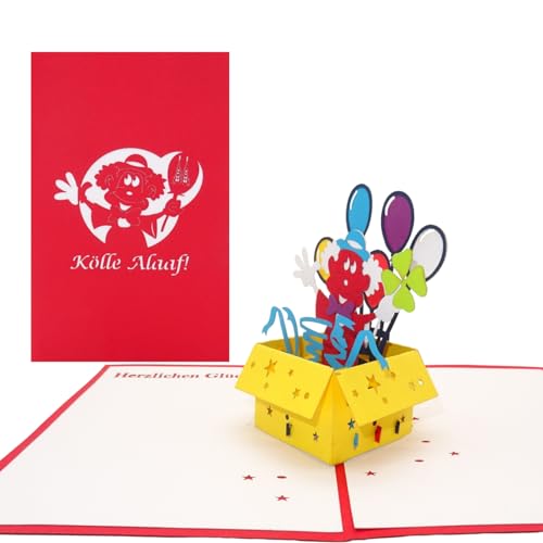 3D Karte „Kölner Karneval - Kölle Alaaf!“ Pop Up Grußkarte aus Köln als Geburtstagskarte, kleines Geschenk & Souvenir aus der Domstadt von Cologne Cards
