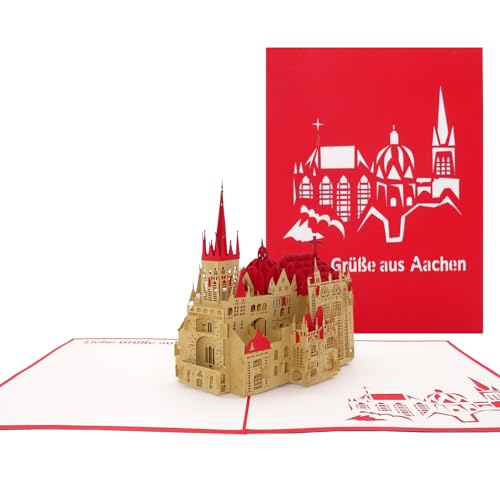 3D Karte Aachener Dom Liebe Grüße aus Aachen – Pop Up Karte als Geschenk, Geburtstagskarte, Souvenir, Einladung & Gutschein zur Städtereise von Cologne Cards