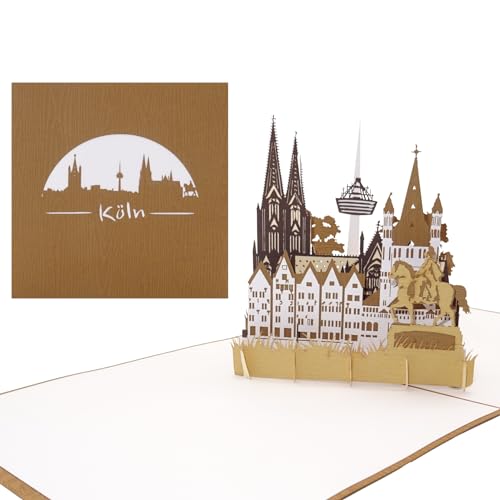 3D Karte Köln – Panorama mit Kölner Dom“ Pop-Up Grußkarte als Souvenir, Geburtstagskarte, Einladung und Reisegutschein von Cologne Cards