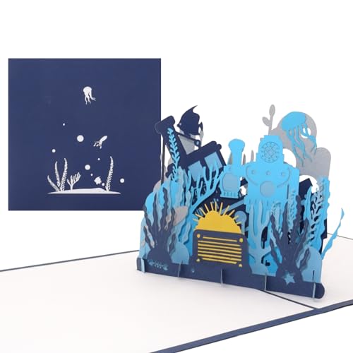3D Pop Up Karte „Taucher & Unterwasserwelt“ - tolle Geburtstagskarte und Reisegutschein, Einladungskarte zum Kindergeburtstag, Geschenkgutschein zum Schwimmen, Tauschen & Schnorcheln von Cologne Cards