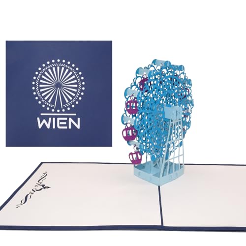 3D Pop Up Karte „Wien – Riesenrad – Wiener Prater“ - Grußkarte – Städtekarte als Österreich Souvenir, Geschenkgutschein, Einladungskarte & Gutschein zur Städtereise von Cologne Cards
