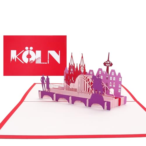 3D Pop Up Karte City Card Köln - Kölner Dom & Kölner Skyline, Reisegutschein & Städtetrip Köln, Souvenir 3D Postkarte & Fanartikel von Cologne Cards