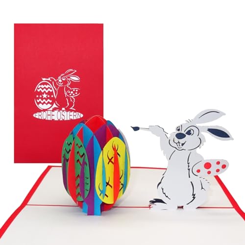 3D Pop Up Karte Osterhase mit Osterei, Osterkarte mit Umschlag, 3D Karte zu Ostern - als Grußkarte, Geschenk & Gutschein von Cologne Cards